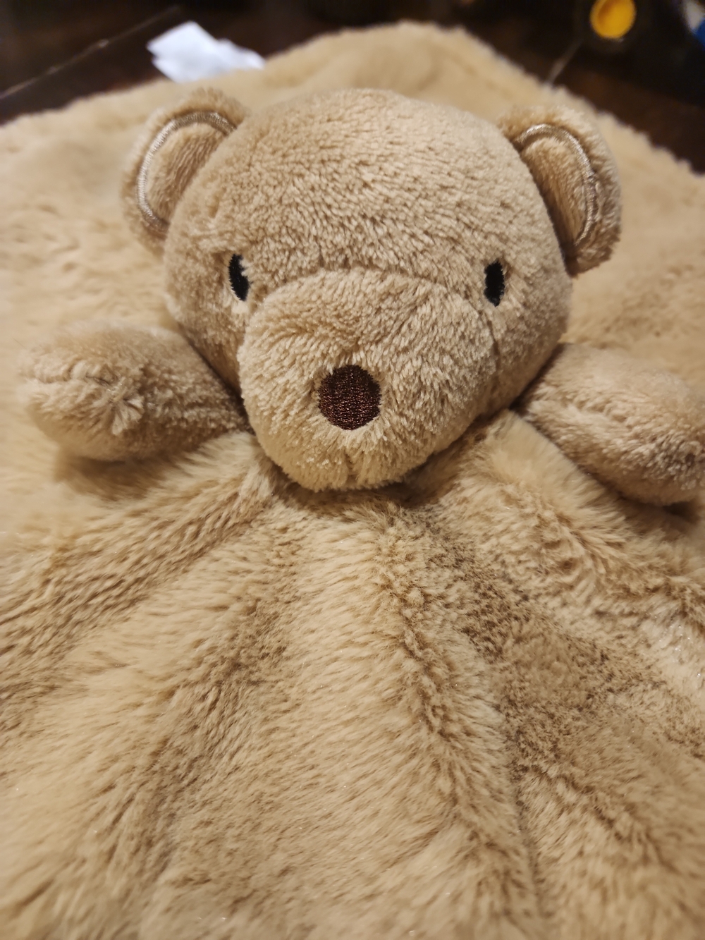 Baby Essentials Tan Plush Bear Lovey Blanket Beige Light Brown